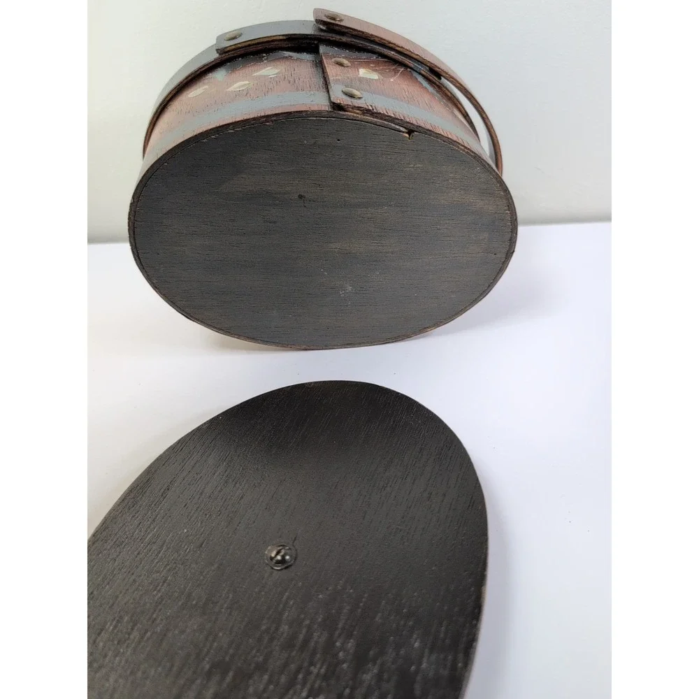 Wooden‎ Wood Handled Bucket Pale Box Floral  With Lid Vintage